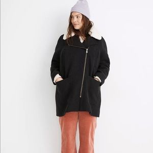 Madewell Eldridge dark grey wool fur collar coat Size XL